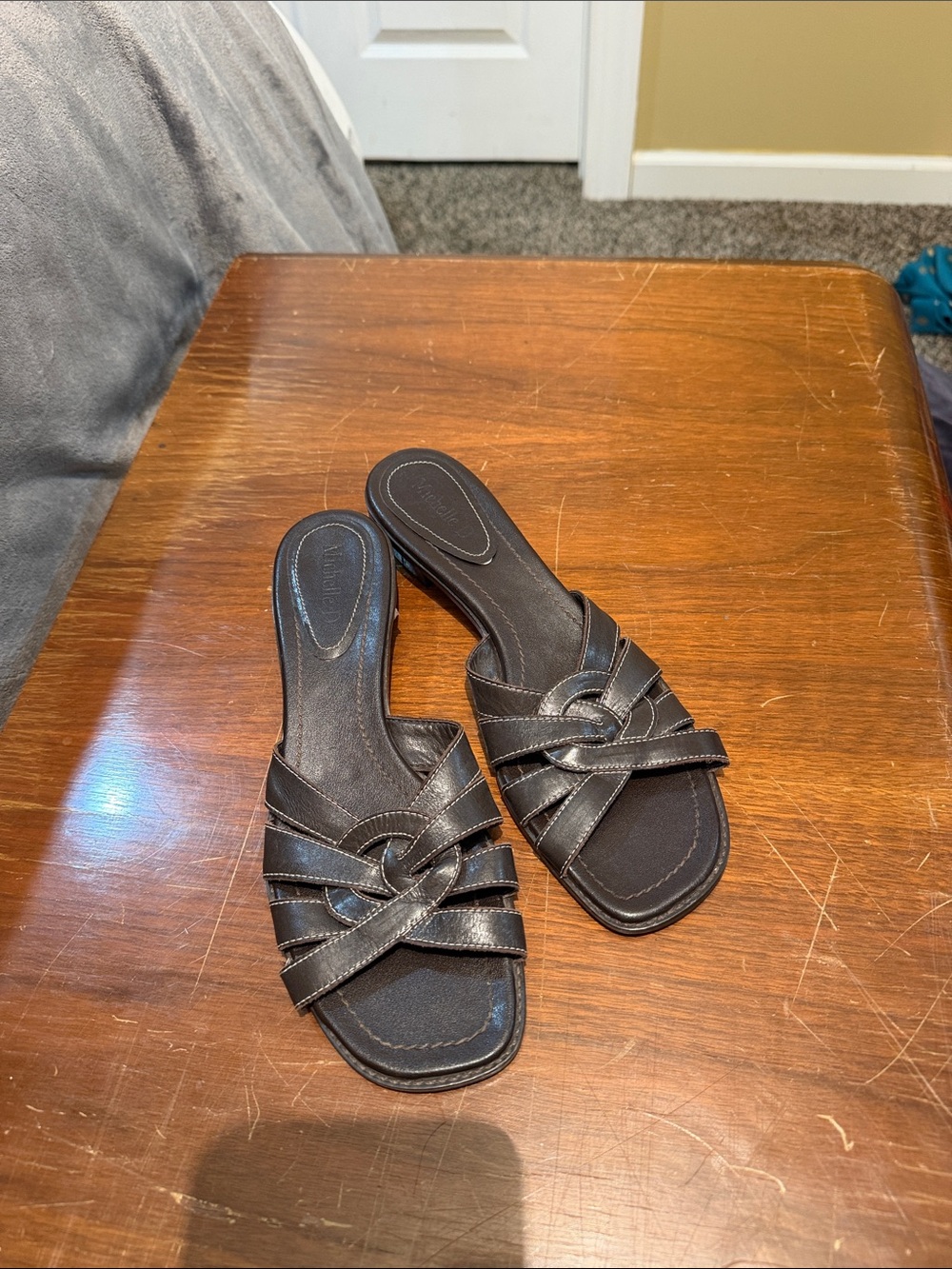 Michelle D Black Knotted Slide Sandals